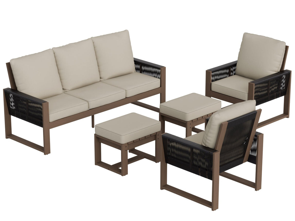 Natural Wood Outdoor Patio Furniture Set, 5 Pieces - Eagle Peak Custom Canopy Tent