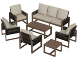 Natural Wood Outdoor Patio Furniture, Sofa 4 Patio Chairs 2 Ottomans and Coffee Table, 8 pcs - Eagle Peak Custom Canopy Tent