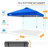 Pop Up Canopy Tent with Wheeled Carry Bag, 8 Stakes, 4 Ropes, 4 Weight Bags, 12x12 ft - Eagle Peak Custom Canopy Tent