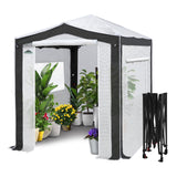 Portable Walk in Greenhouse with Polyester Reinforced Corners, 8x6 ft, Gray/Clear/White - Eagle Peak Custom Canopy Tent