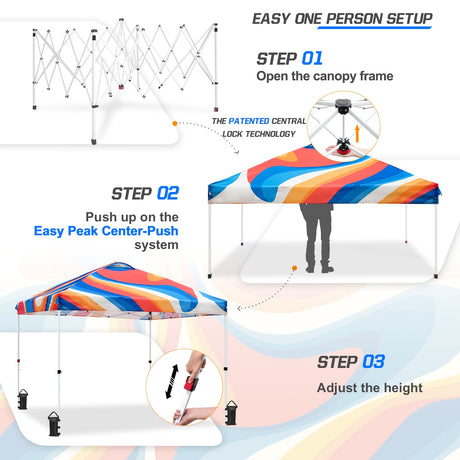 SHADE GRAPHiX Easy Setup 10x10 Pop Up Canopy Tent with Digital Printed Swirl Top - Eagle Peak Custom Canopy Tent