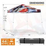 SHADE GRAPHiX Slant Leg 10x10 Easy Setup Pop Up Canopy Tent with Digital Printed American Icon Top - Eagle Peak Custom Canopy Tent