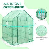 Walk In 3 - Tier Greenhouse with Wire Shelves, 56"x56"x76" - Eagle Peak Custom Canopy Tent