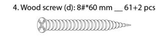 Wood screw (d):8#*60 mm 61+2 pcs - Eagle Peak Canopy and Outdoor Products