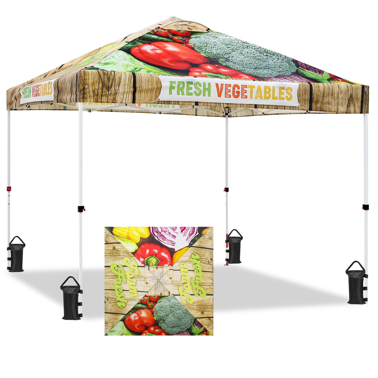 Easy Setup Straight Leg 10x10 Pop Up Canopy Tent Graphix Top w/ 100 sqft of Shade