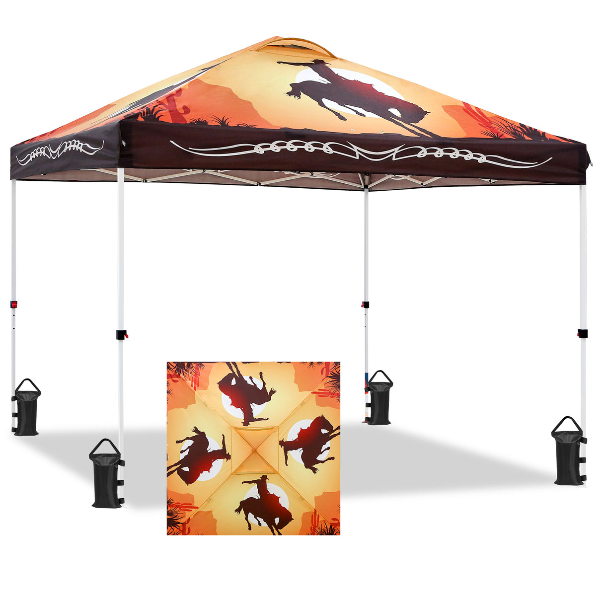 Easy Setup Straight Leg 10x10 Pop Up Canopy Tent Graphix Top w/ 100 sqft of Shade