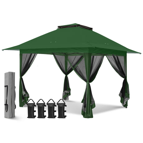 EAGLE PEAK 13x13 Pop Up Gazebo w/ Mosquito Netting - Eagle Peak Canopy and Outdoor Products