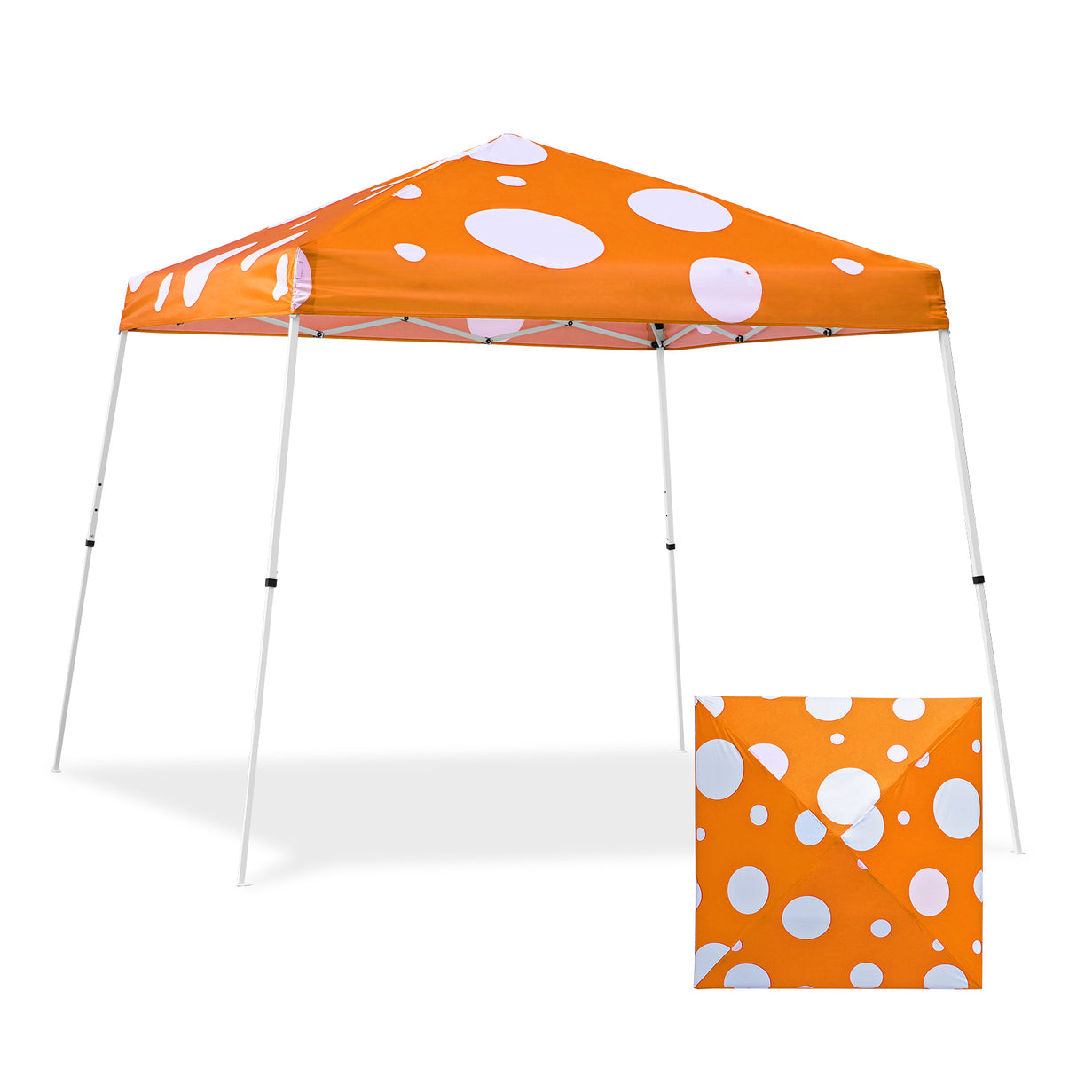 Slant Leg Pop up Canopy Tent, 10x10 Base 8x8 Top with SHADE GRAPHiX High Quality Digital Printed Top