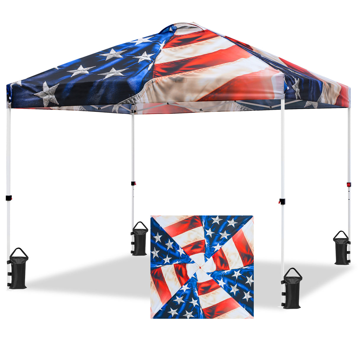 Easy Setup Straight Leg 10x10 Pop Up Canopy Tent Graphix Top w/ 100 sqft of Shade