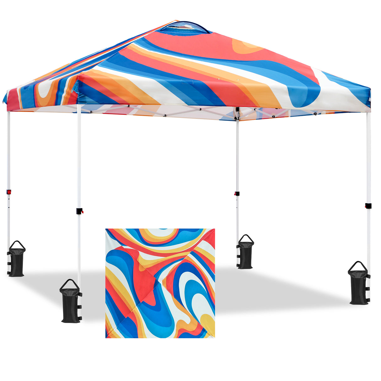 Easy Setup Straight Leg 10x10 Pop Up Canopy Tent Graphix Top w/ 100 sqft of Shade