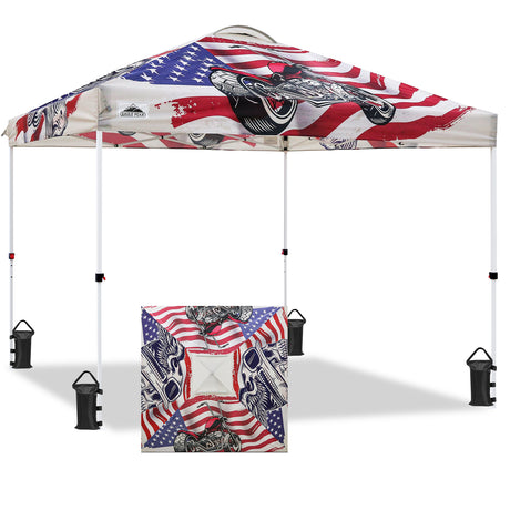 Easy Setup Straight Leg 10x10 Pop Up Canopy Tent Graphix Top w/ 100 sqft of Shade