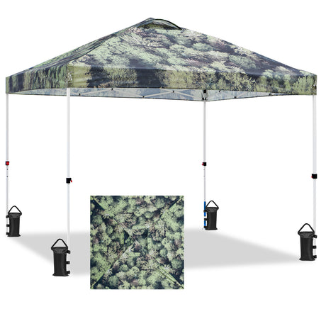 Easy Setup Straight Leg 10x10 Pop Up Canopy Tent Graphix Top w/ 100 sqft of Shade