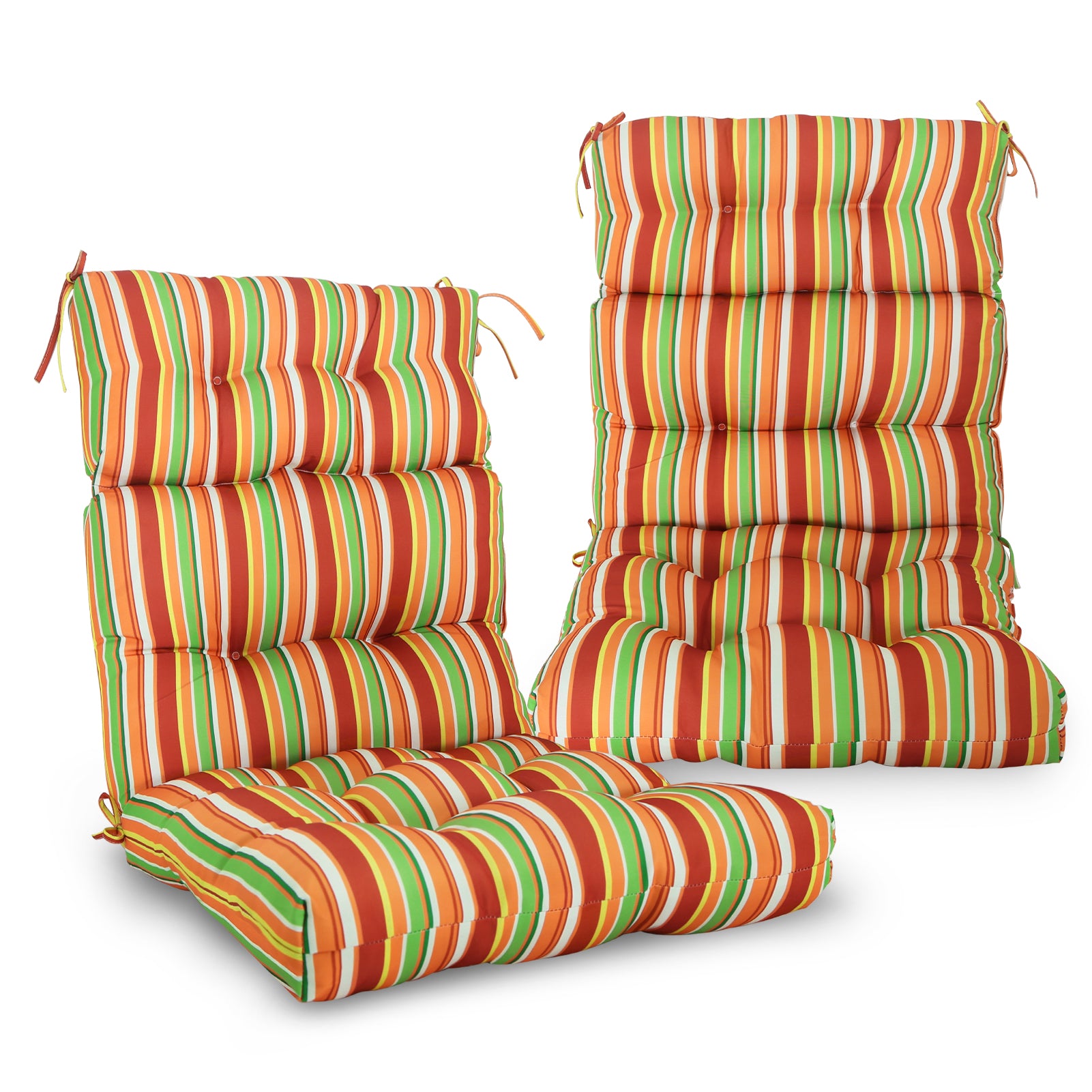 Eagle Peak Tufted Outdoor/Indoor Seat/Back Chair Cushion, Set of 2, 42 x 21 in, Beige