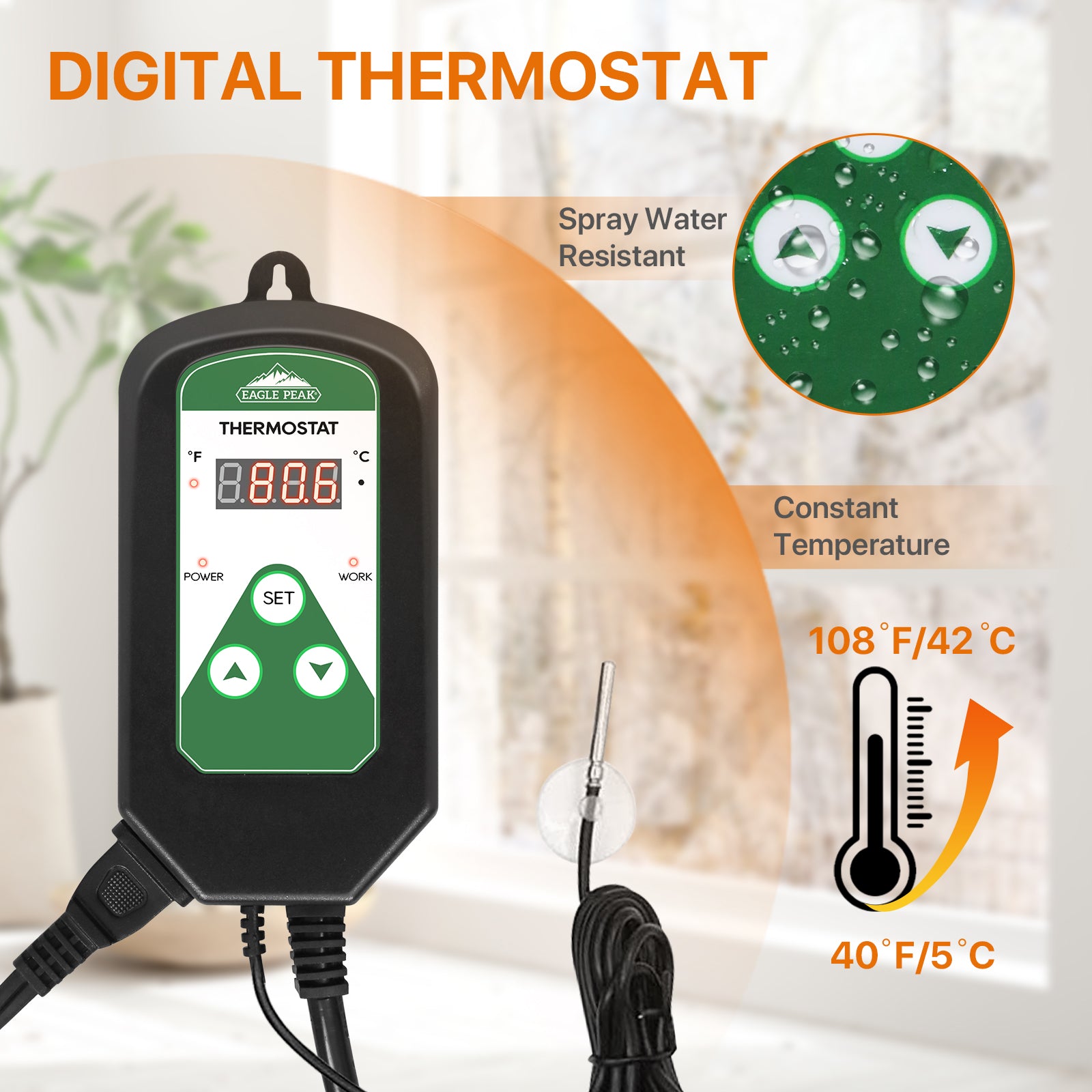 Double Stage Greenhouse Thermostat, Waterproof