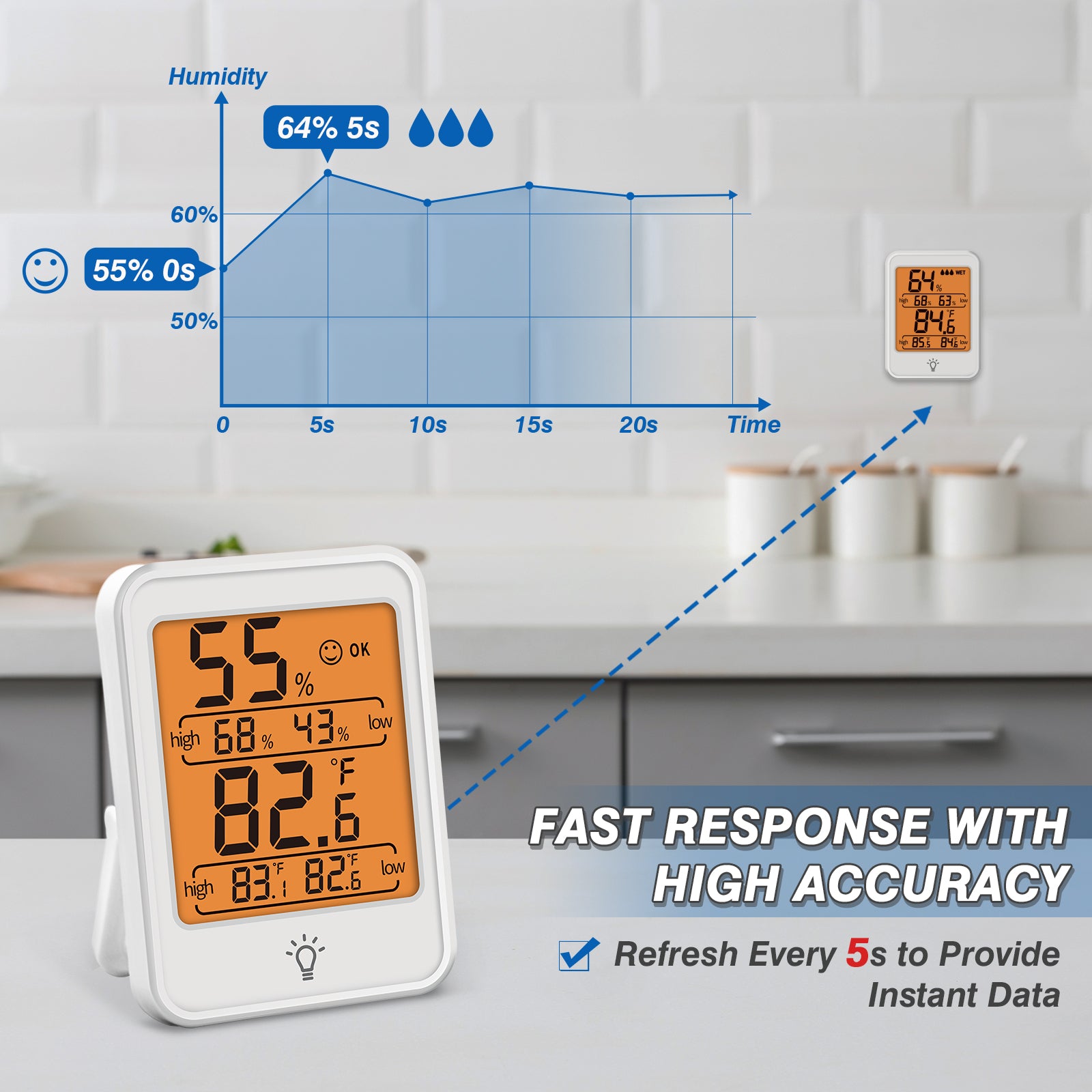 Digital Indoor Thermometer and Hygrometer with Temperature