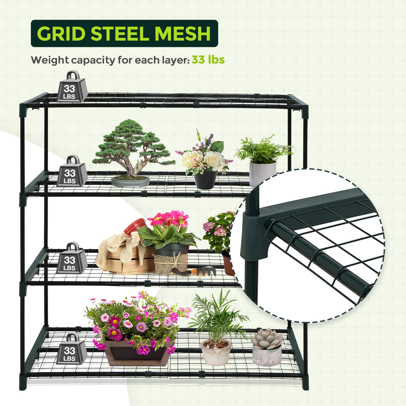 EAGLE PEAK Greenhouse Shelving Staging Double 4 Tier, Outdoor / Indoor