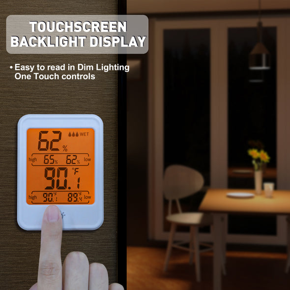 ThermoPro TP-53 Indoor Hygrometer Humidity Gauge Indicator Digital  Thermometer Room Temperature and Humidity Monitor with Touch Backlight in  White