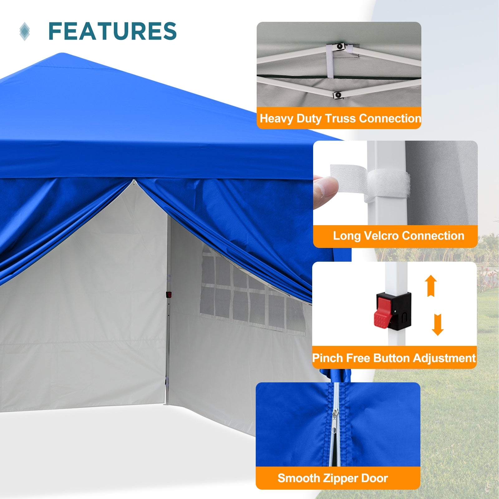 10 ft. x 10 ft. 5-Pieces Red Pop Up Sidewall Canopy Tent of